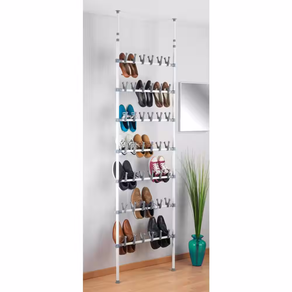 Wenko 39.37 in. H 42-Pair 42-Tier Gray Metal Shoe Rack