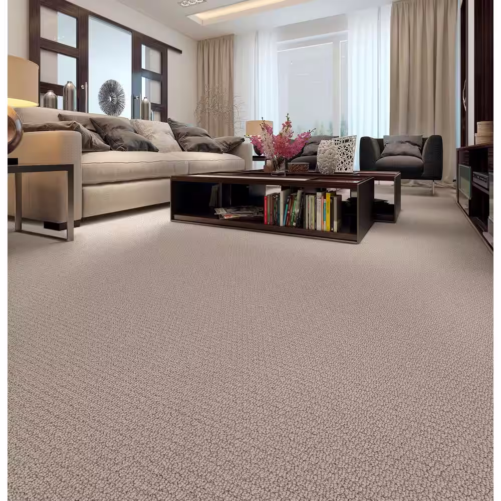 Home Decorators Collection Hickory Lane - Fawn - Beige 32.7 oz. SD Polyester Loop Installed Carpet