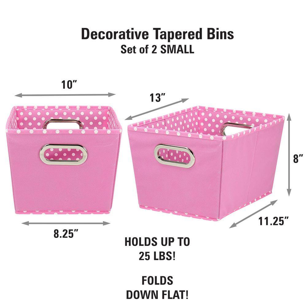 HOUSEHOLD ESSENTIALS 8 in. H x 10 in. W x 18 in. D Pink Canvas Cube Storage Bin 2-Pack