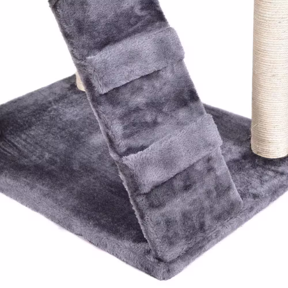 ANGELES HOME 35 in. Dark Gray Play Cat Tree with Scratch Posts