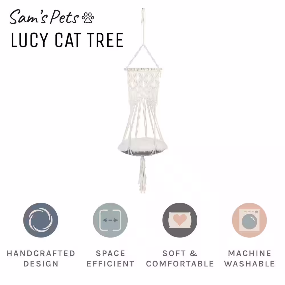 None Lucy White Macrame Cat Tree