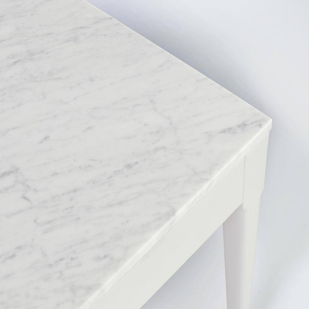 AndMakers Meno 36 in. White Standard Rectangle Marble Console Table with Drawers