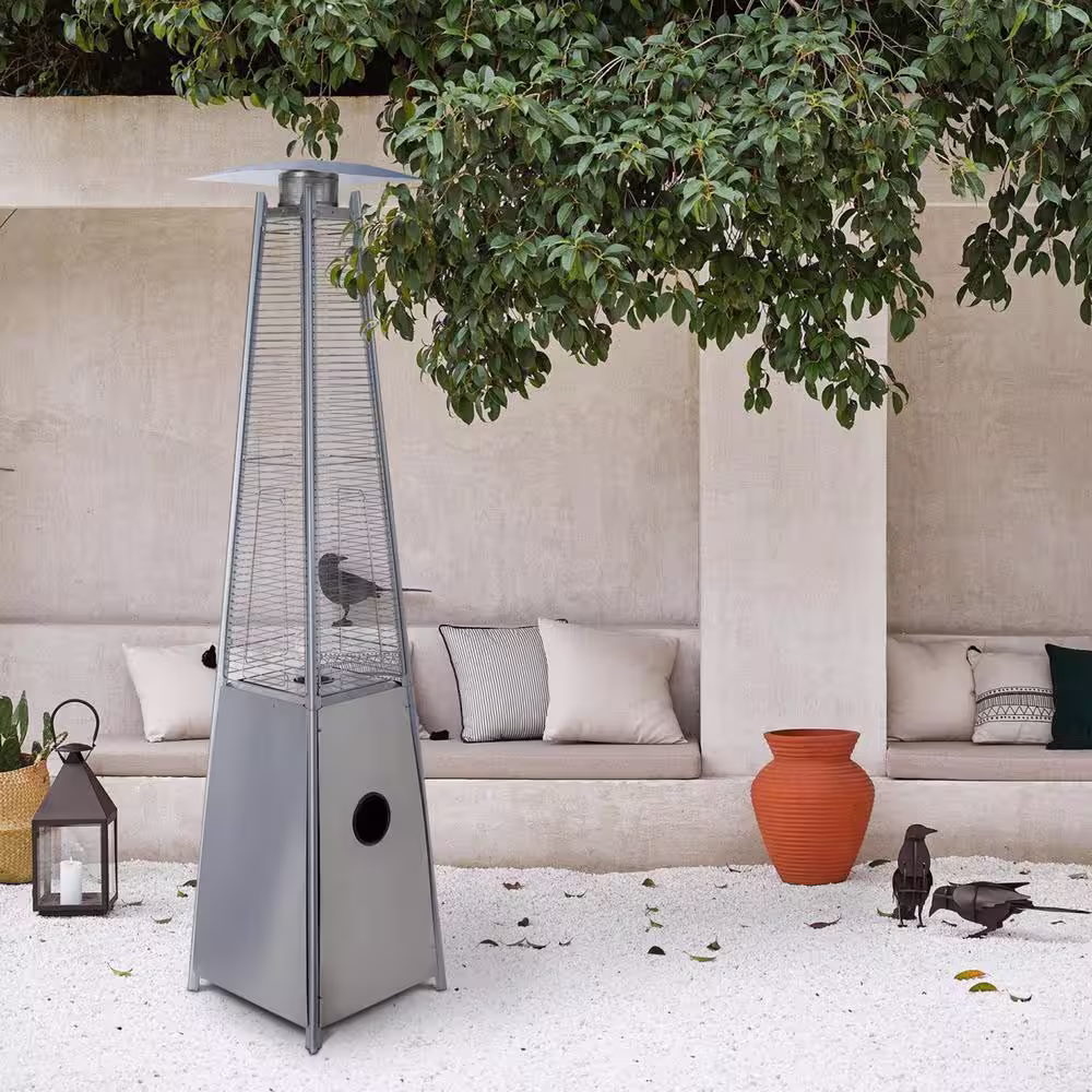 Uixe 40,000 BTU Metal Hammer Golden Pyramid Flame Propane Patio Heater