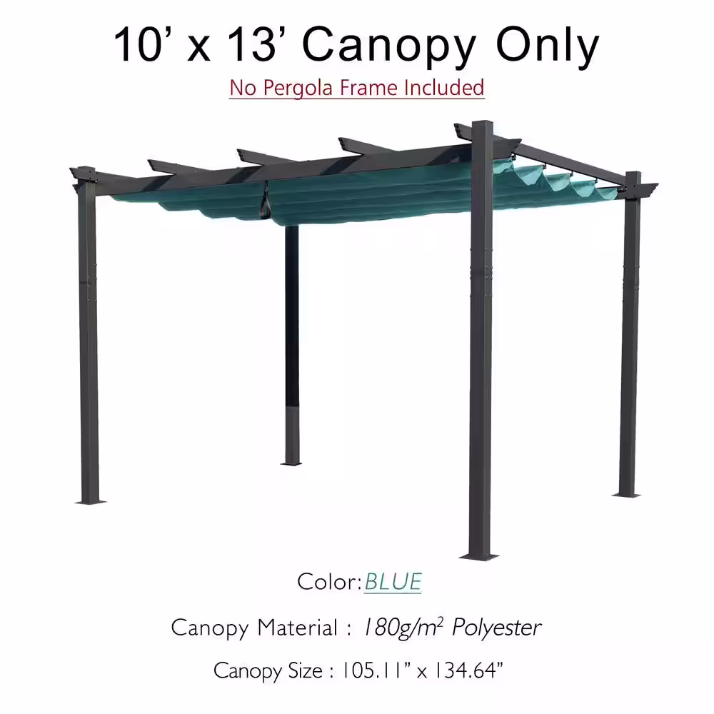 None Morgan Outdoor 10 ft. x 13 ft. Pergola Blue Sun Shade Canopy
