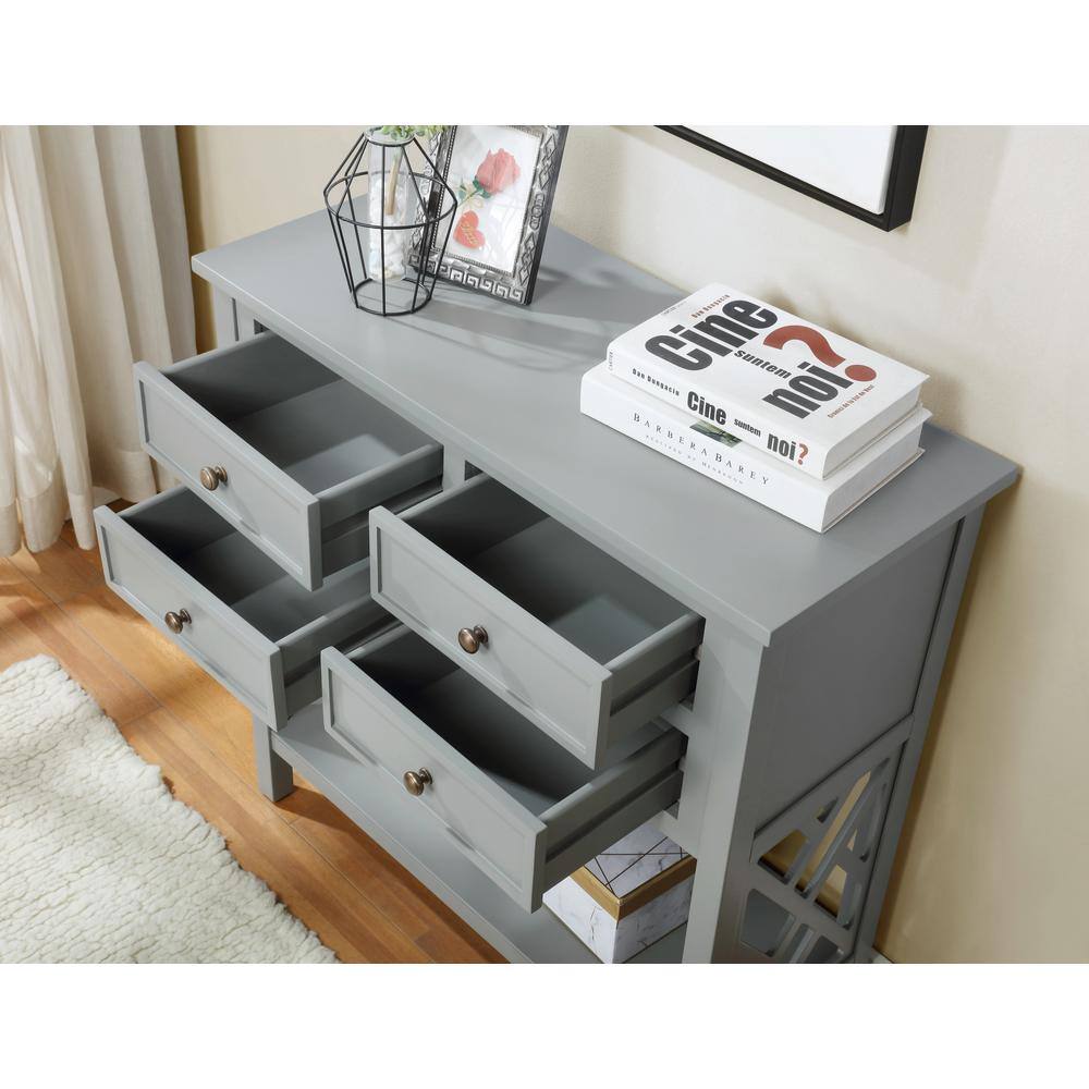 Alaterre Furniture Coventry 32 in. Gray Standard Rectangle Wood Console Table with 4-Drawers