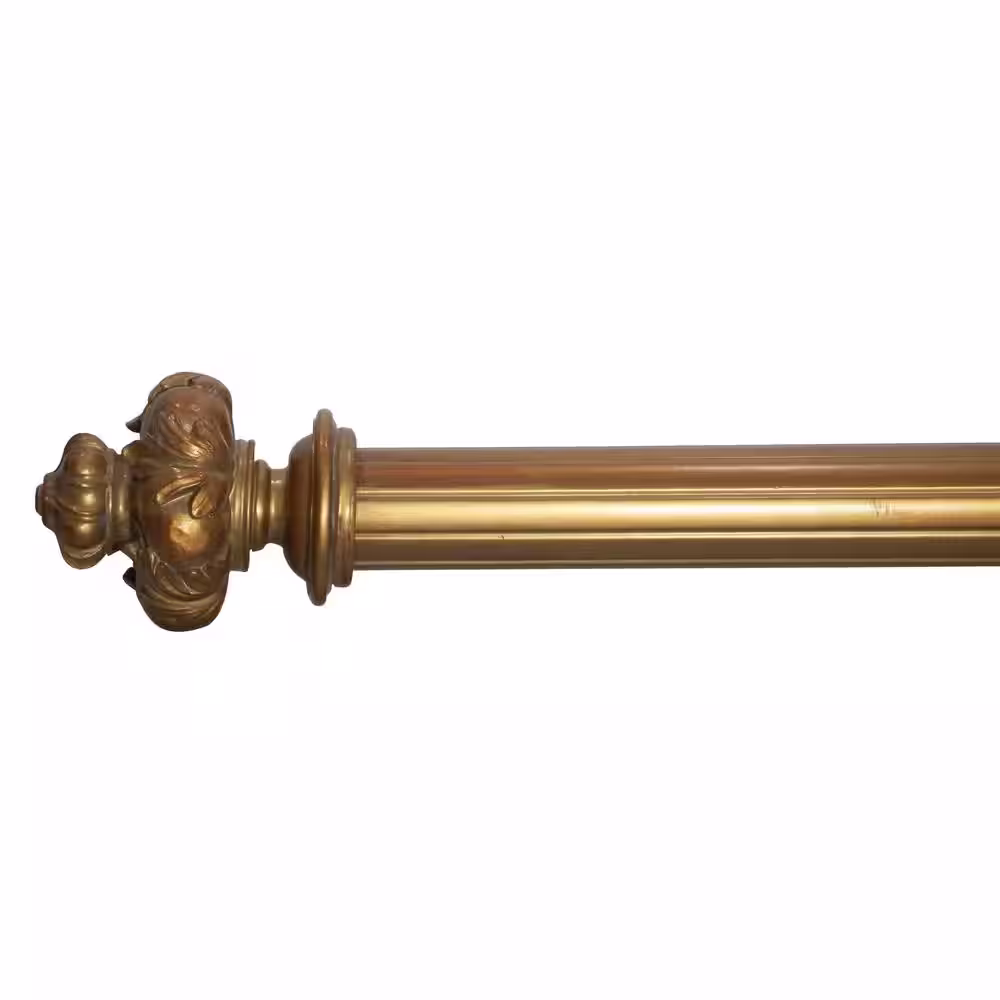 Classic Home 58 in. Single Curtain Rod in Historical Gold with Finial