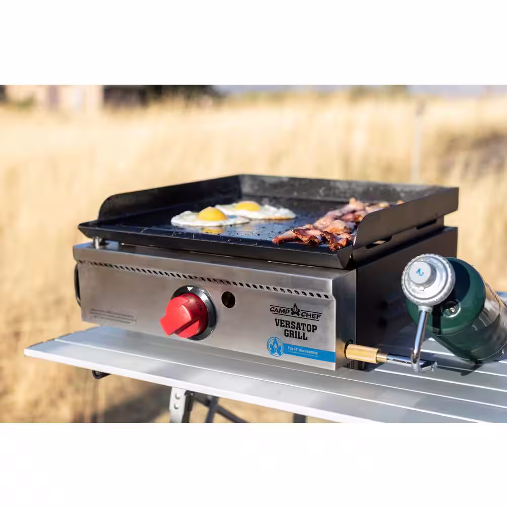 Camp Chef Versatop 14 in. 1-Burner Propane Gas Grill in Black with Griddle