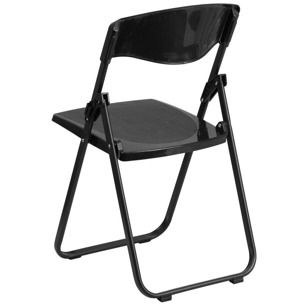 Carnegy Avenue Black Plastic Seat with Metal Frame Folding Chair (Set of 2)
