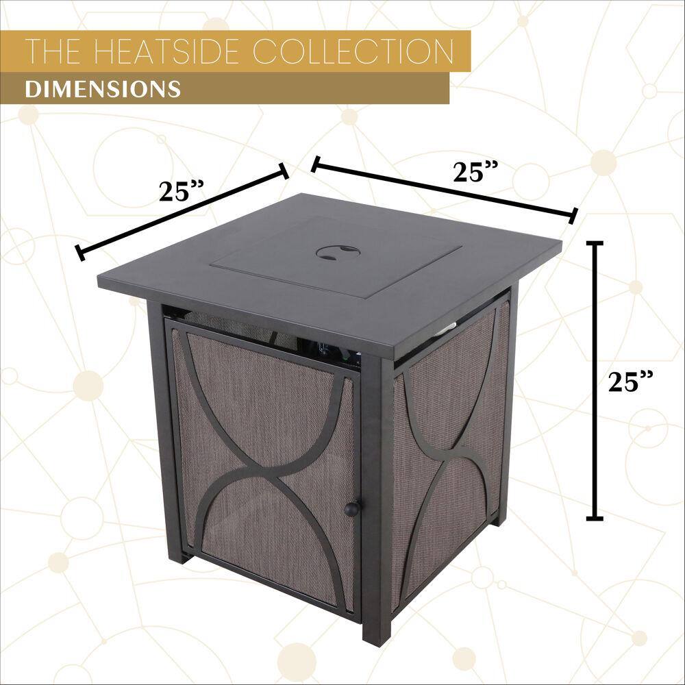Hanover Heatside 40,000 BTU Tile-Top Gas Fire Pit Table with Burner Cover and Fire Glass