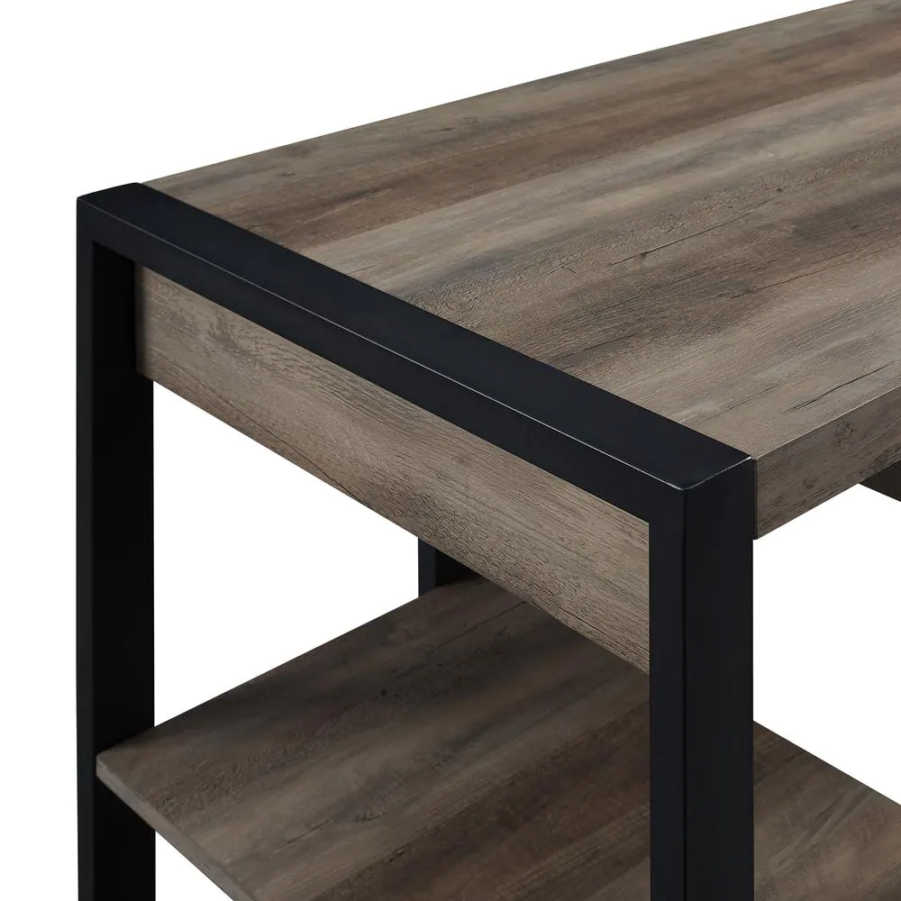 Walker Edison Furniture Company Urban Blend 60 in. Grey Wash Rectangular 1-Drawer Writing Desk with Keyboard Tray