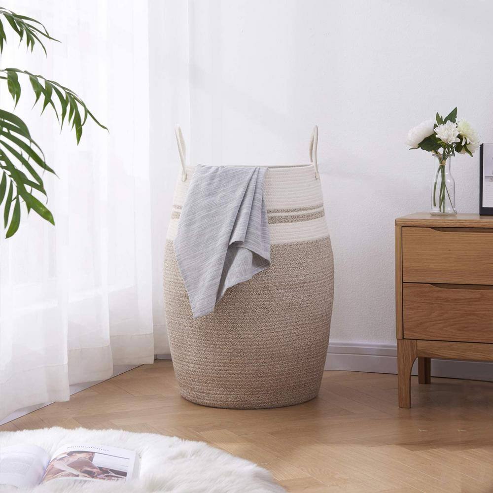 None 105L Polypropylene Laundry Basket Hamper Brown