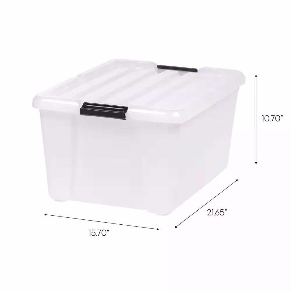 IRIS 45 Qt. Buckle Up Storage Box in Pearl (4-Pack)