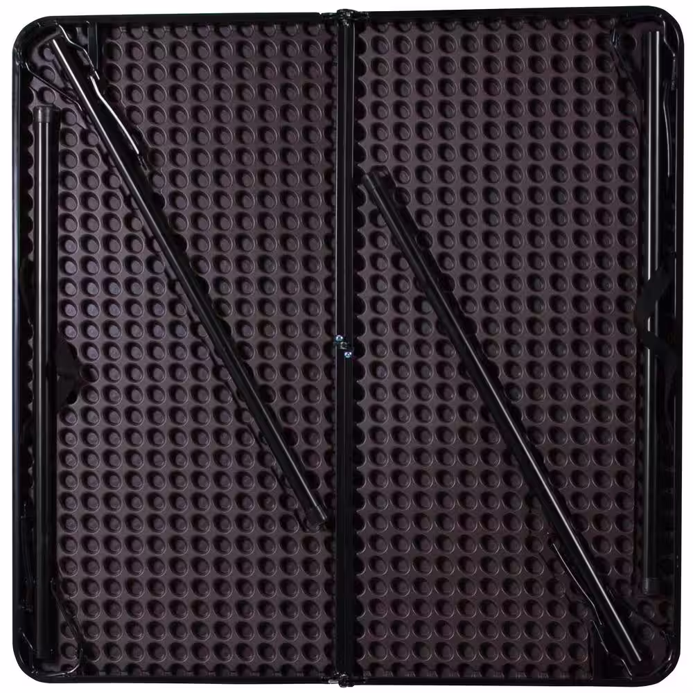 None 34 in. Brown Plastic Tabletop Metal Frame Folding Table