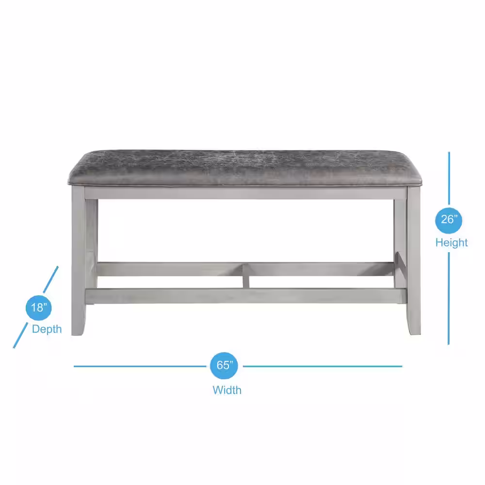 Steve Silver Hyland Gray 26 in. H x 18 in. D x 65 in. W Counter Bench