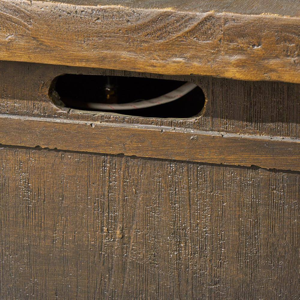 Noble House Clyde 32 in. x 23 in. Square Concrete Propane Fire Pit in Natural Wood