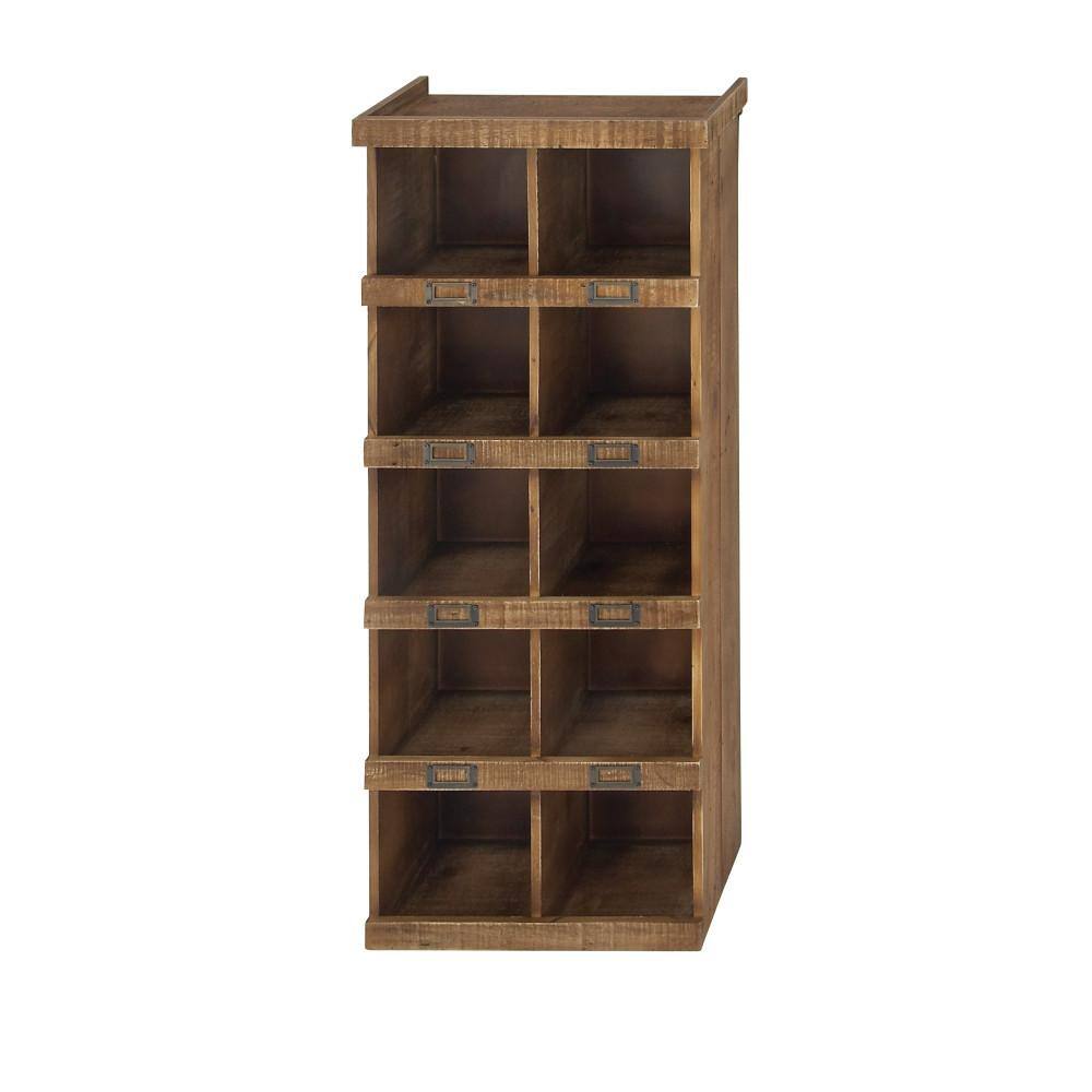 Litton Lane Brown 10-Cubbies Wood Wall Shelf
