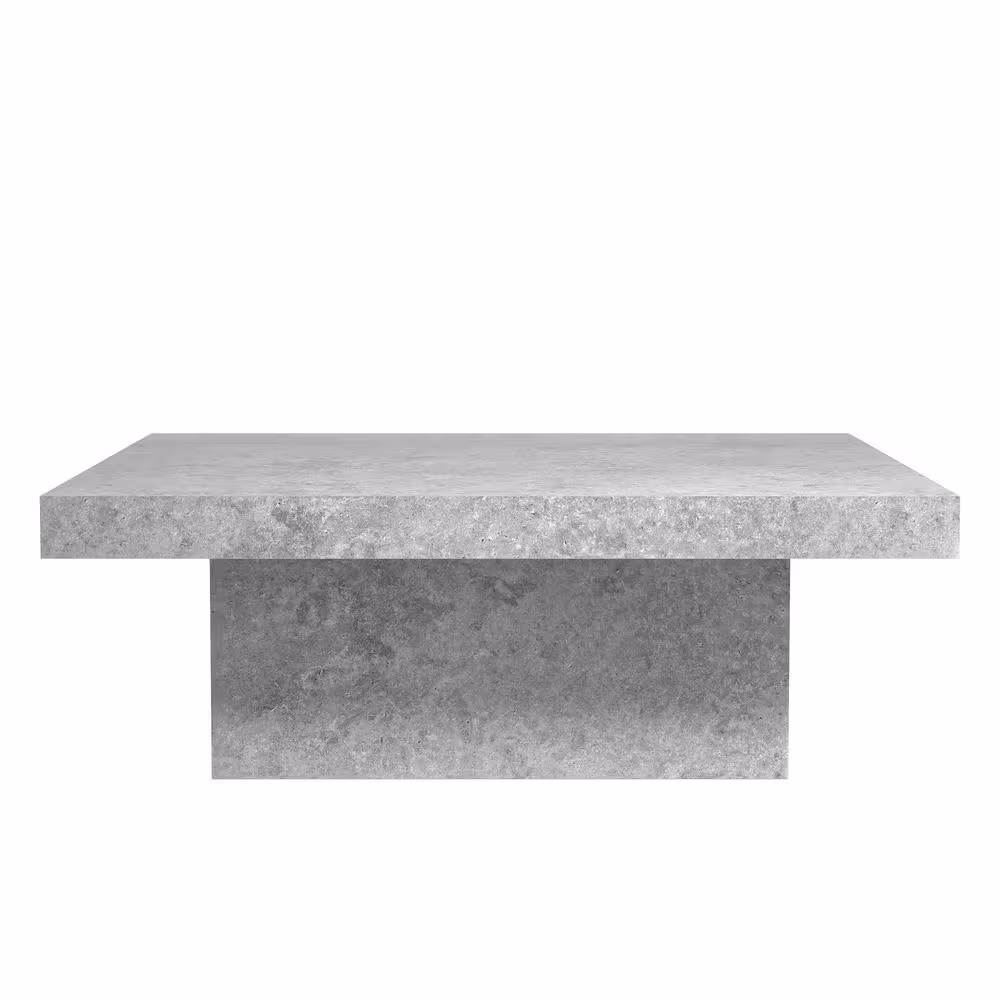 None Carmelo 35.4 in Concrete Cool Grey Square Wood Top Coffee Table