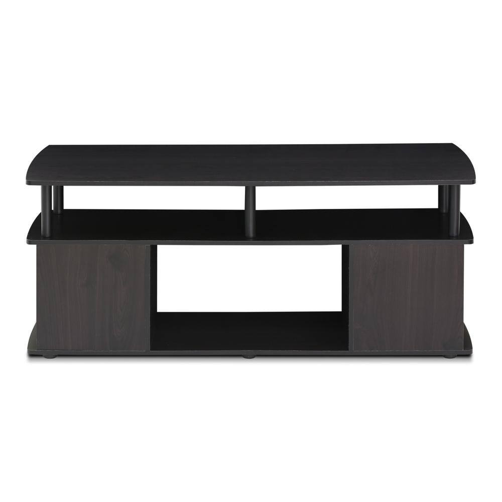 Furinno Jaya 48 in. Blackwood Large Rectangle Wood Coffee Table with Shelf