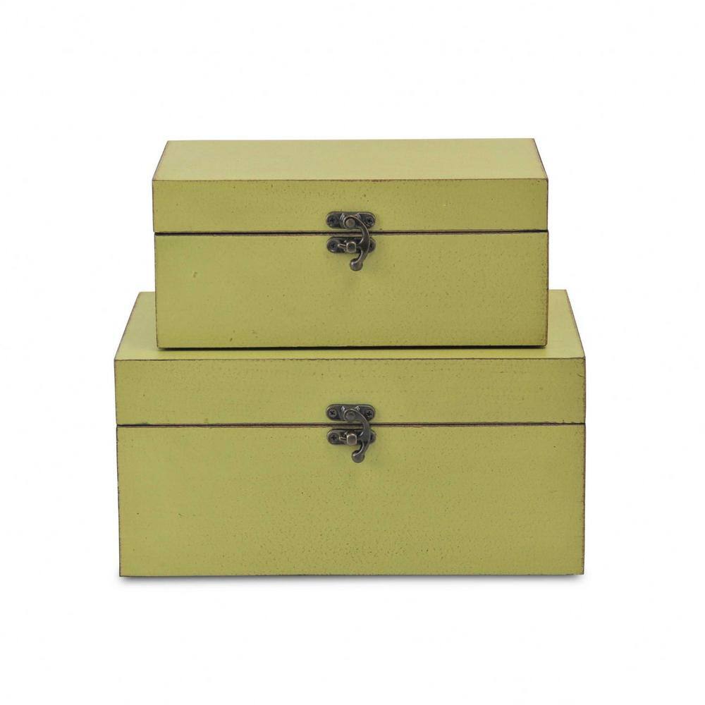 HomeRoots Bernadette 4.5-Qt. Storage Box in Green (Set of 2)
