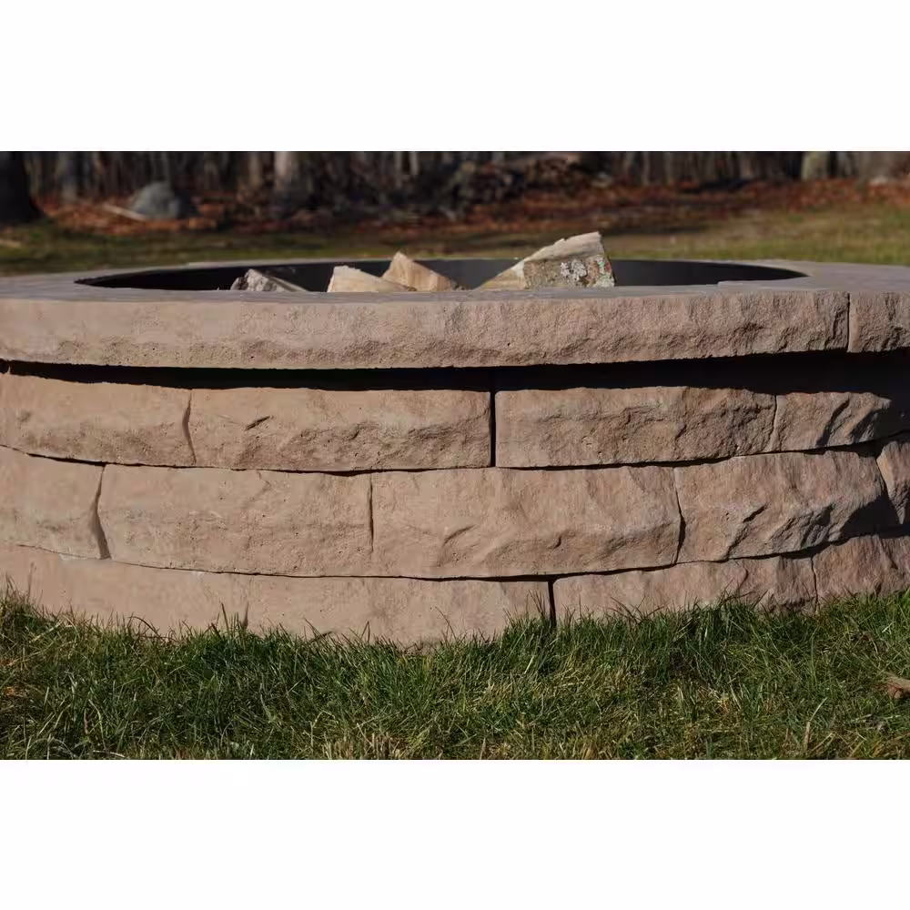 Nantucket Pavers Ledgestone 47 in. x 14 in. Round Concrete Wood Fuel Fire Pit Ring Kit Brown