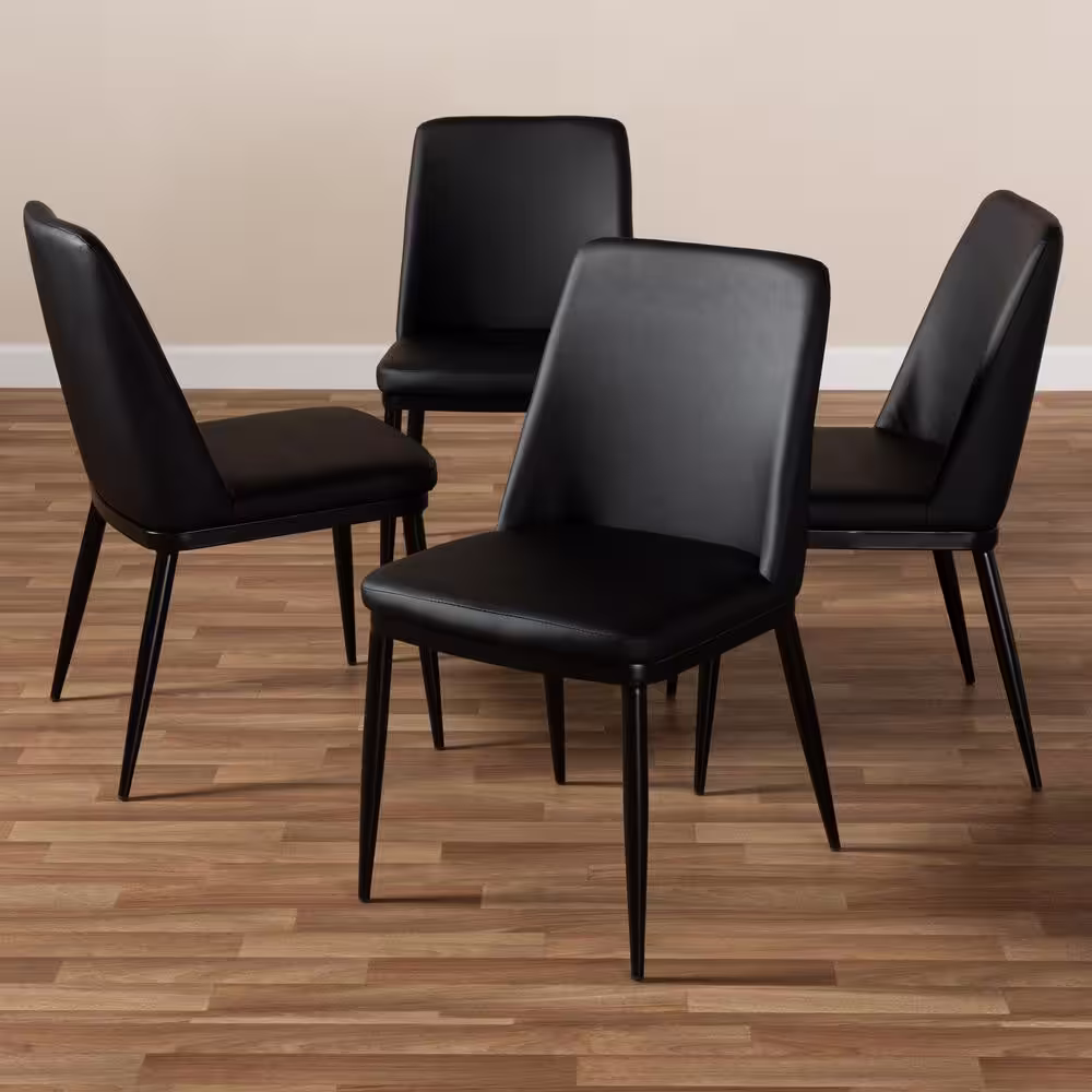 Baxton Studio Darcell Black Faux Leather Upholstered Dining Chair (Set of 4)