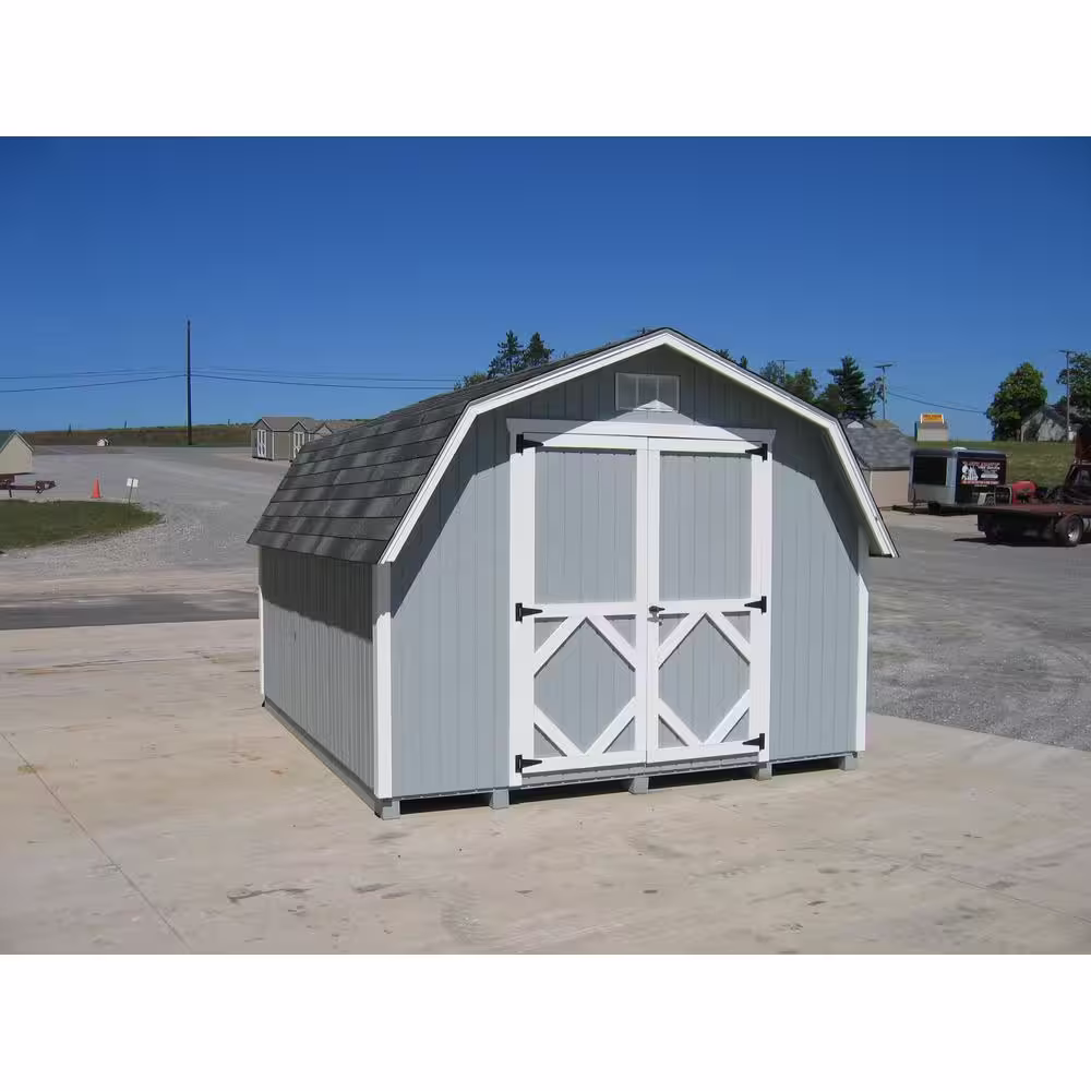 LITTLE COTTAGE CO. Classic Gambrel 12 ft. x 14 ft. Wood Storage Building DIY Kit with 4 ft. Sidewalls with Floor