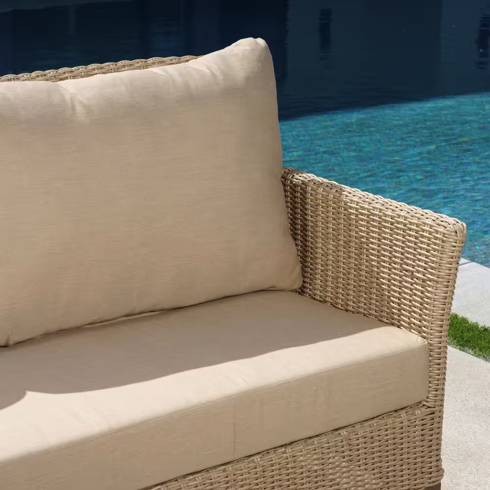 Canopy Cottonwood 4-Piece Resin Wicker Patio Deep Seating Set with Sunbrella Canvas Heather Beige Cushions