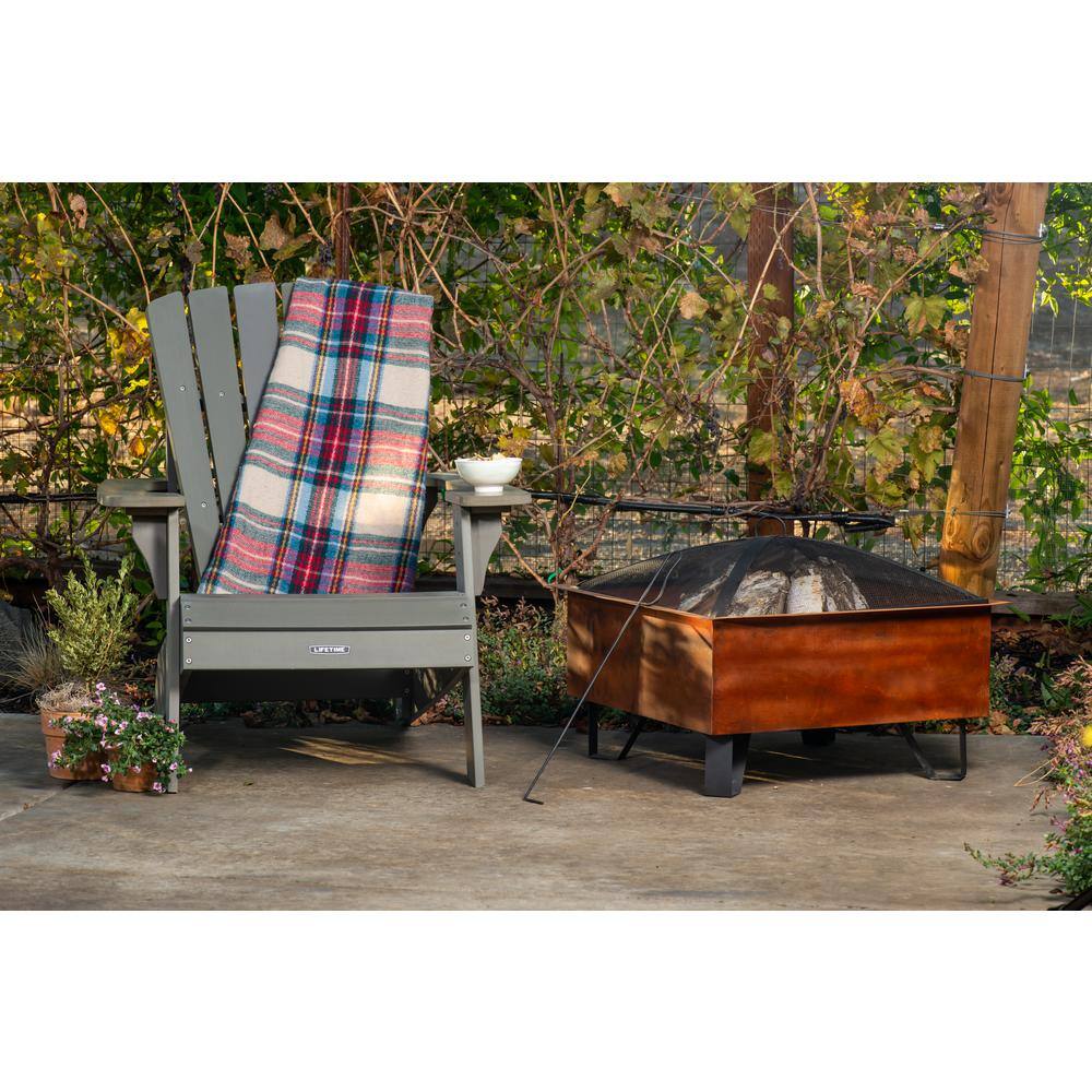 None Boxite Steel 26 in. Square Wood-Burning Fire Pit in Copper