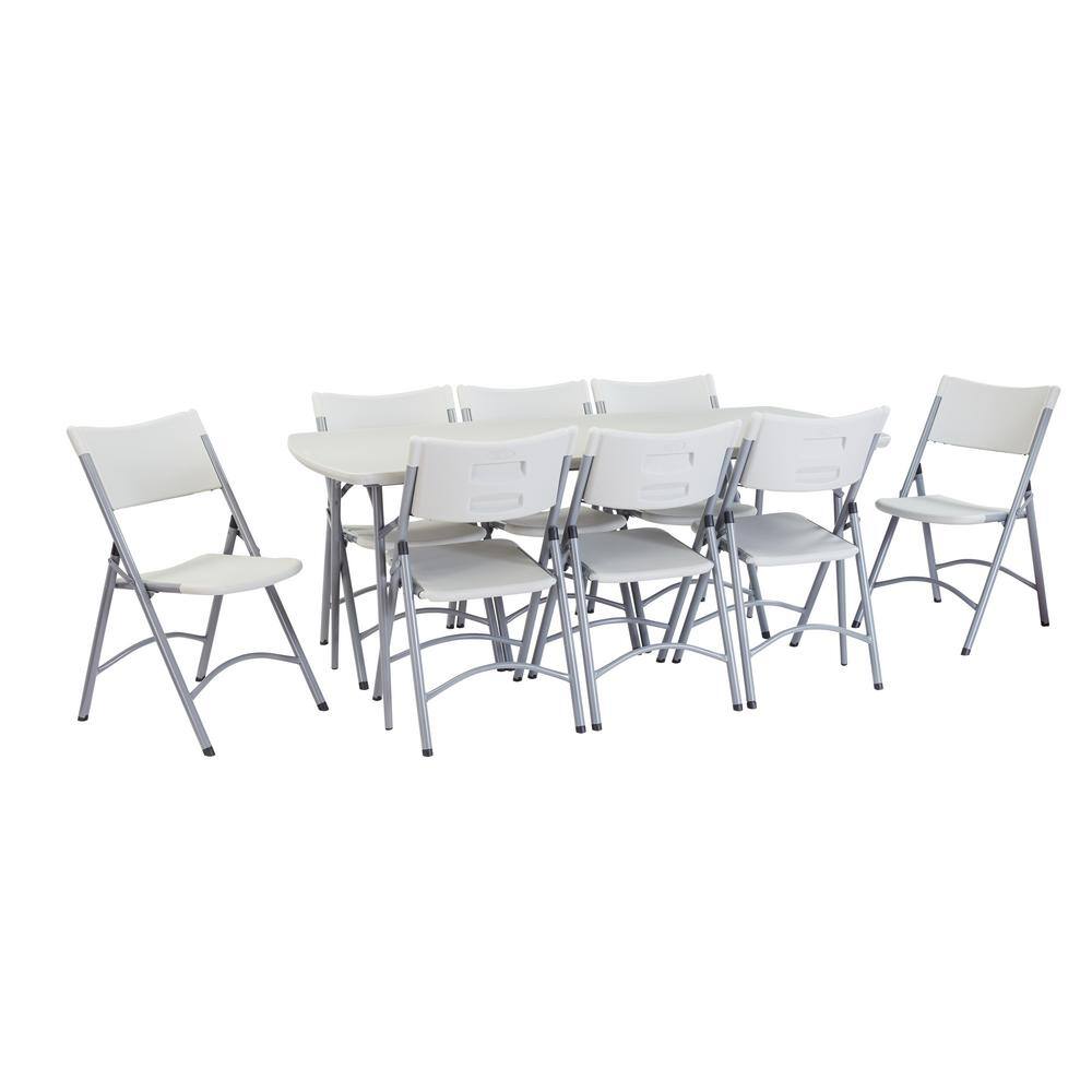 National Public Seating 72 in. Grey Plastic Fold-in-Half Folding Banquet Table