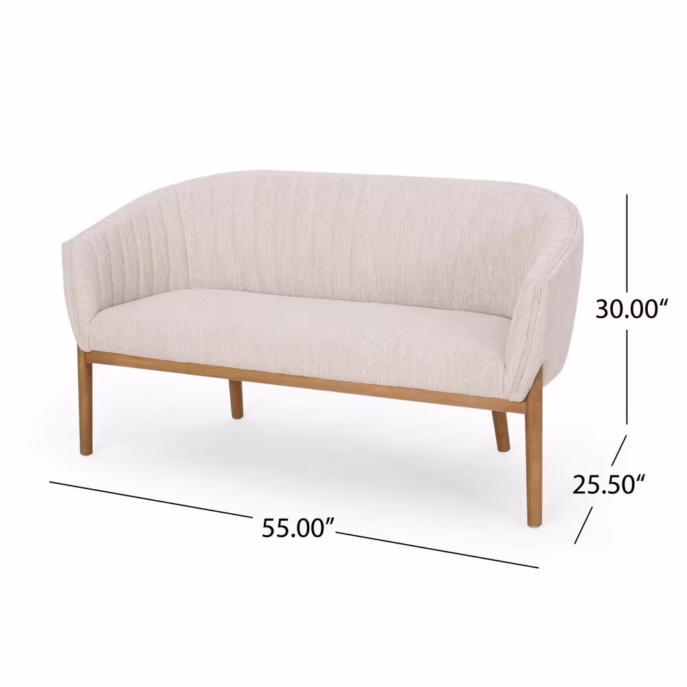 Noble House Galena 55 in. Beige Solid Fabric 2-Seat Loveseats