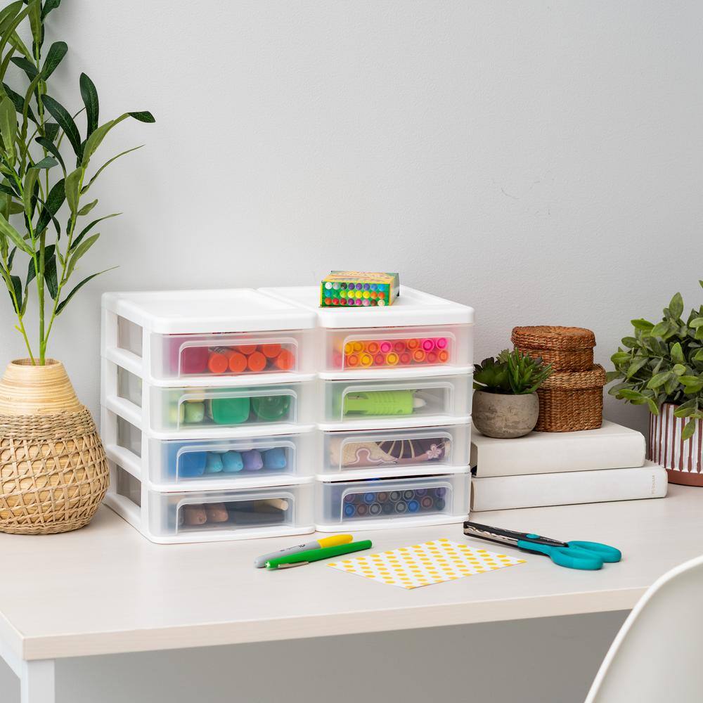 IRIS 1-Qt. Compact Desktop 4-Drawer System in White (2-Pack)