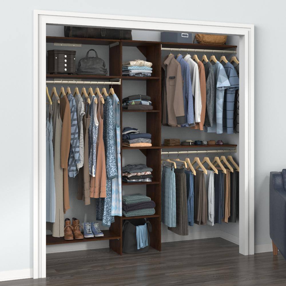 ClosetMaid Style+ 64.9 in W - 112.9 in W Chocolate Basic Narrow Wood Closet System Kit