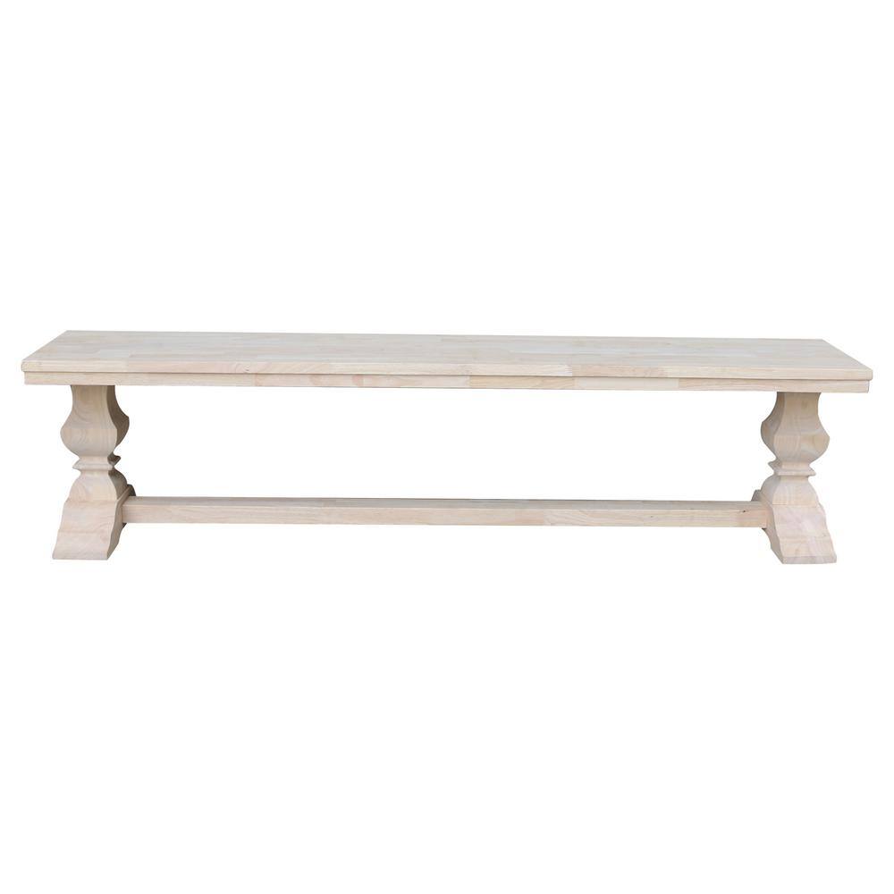 International Concepts Unfinished Solid Wood 74 in. W Trestle Dining Bench