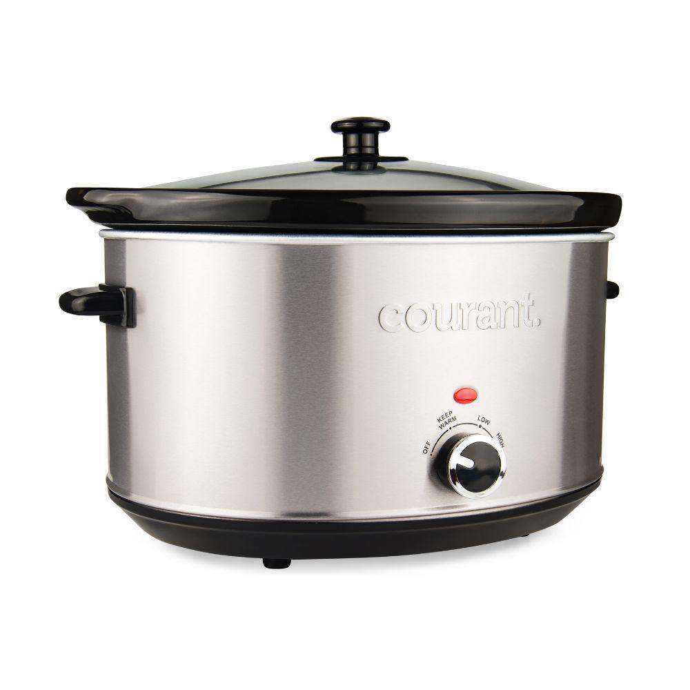 Courant 8.5 qt. Stainless Steel Oval Slow Cooker with Three Cooking Settings