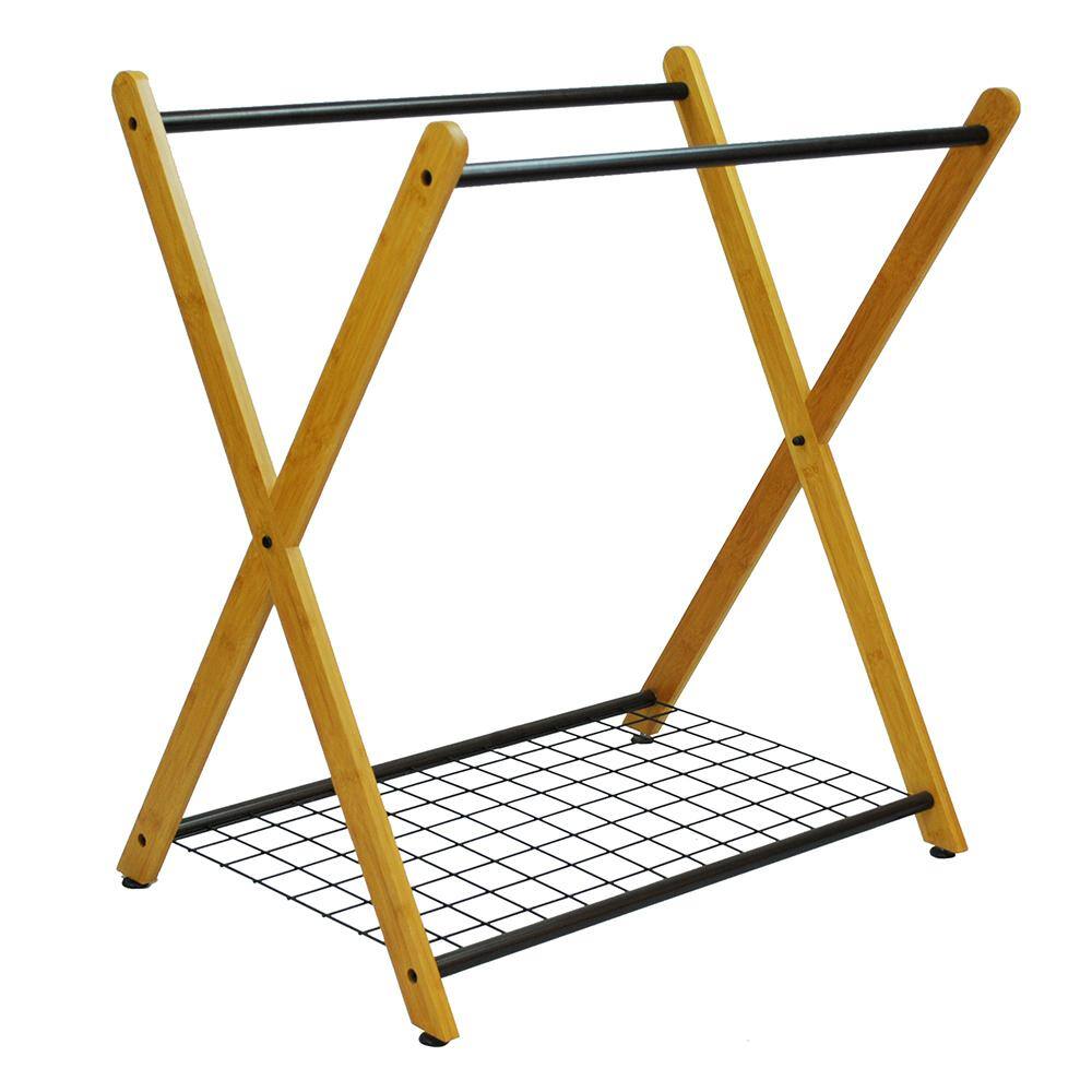 Oceanstar White X-Frame Bamboo 3-Bag Laundry Sorter