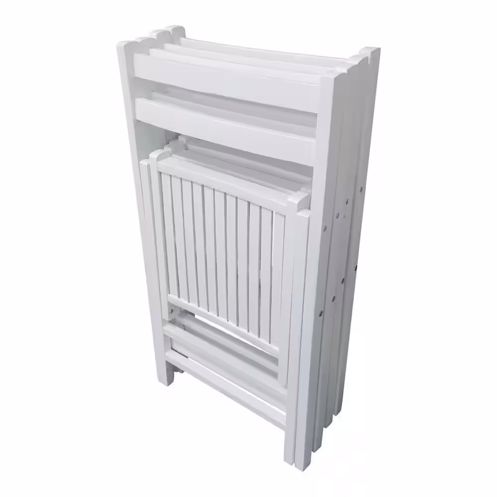 None White Wood Contour Folding Chair (Set of 4)