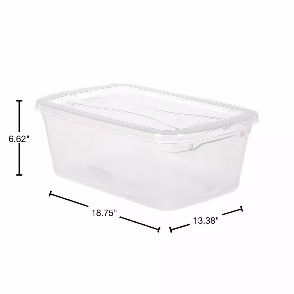 Rubbermaid 6 Qt. Latching Plastic Storage Tote Container and Lid, Clear (12-Pack)
