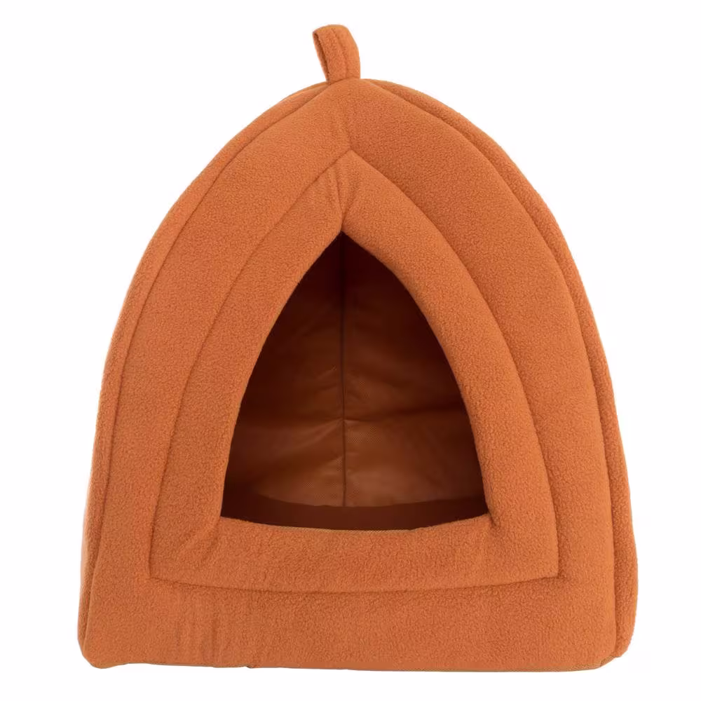 Pet Trex Medium Sized Brown Tent-Style Cat Igloo - Cozy Covered Bed for Cats and Kittens