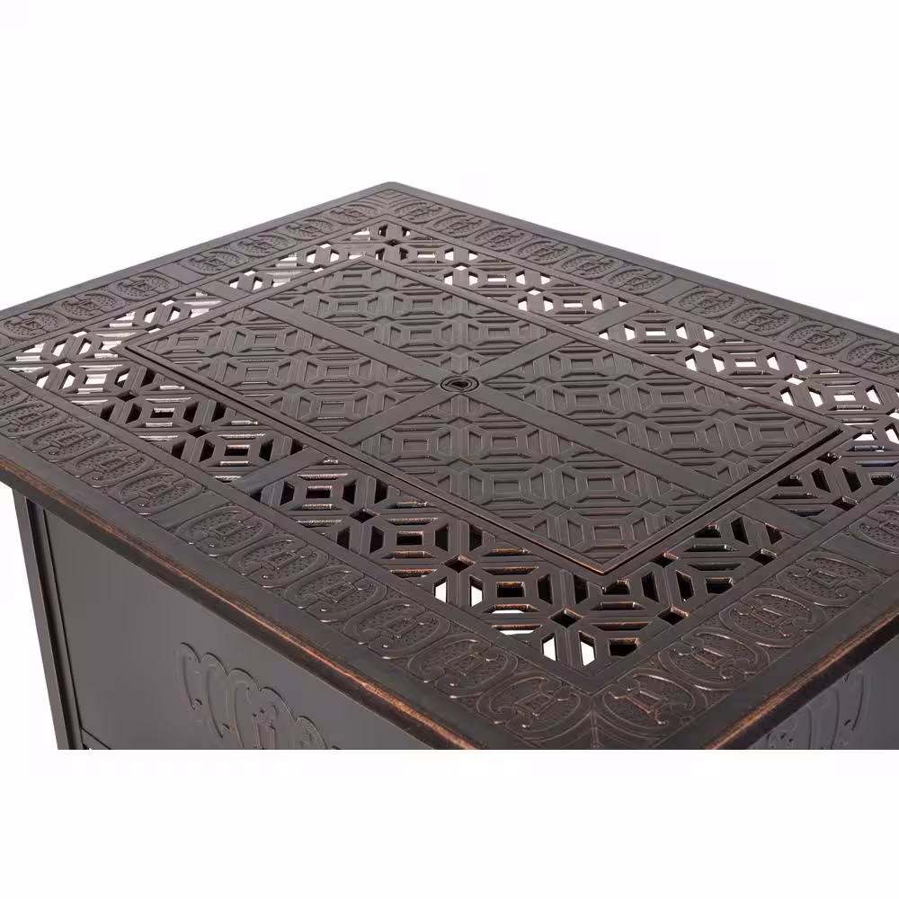 Fire Sense Dynasty 48 in. x 24 in. Rectangle Aluminum Propane Fire Pit Table in Antique Bronze