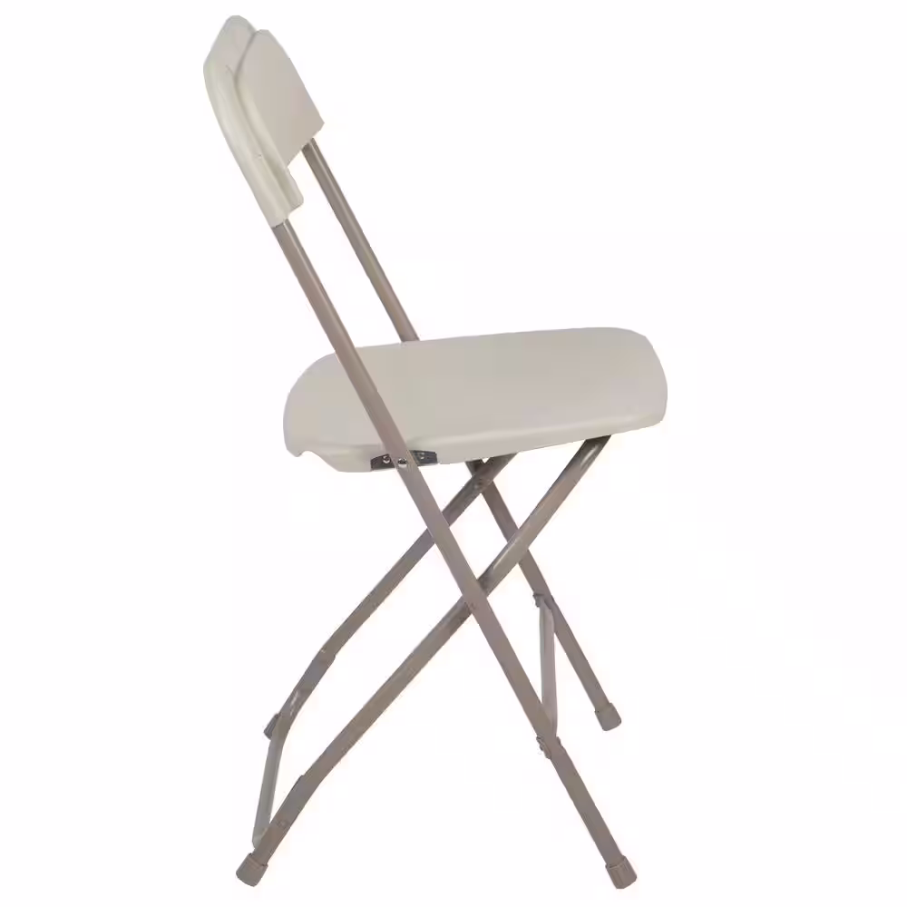 Carnegy Avenue Beige Plastic Seat with Metal Frame Folding Chair (Set of 2)