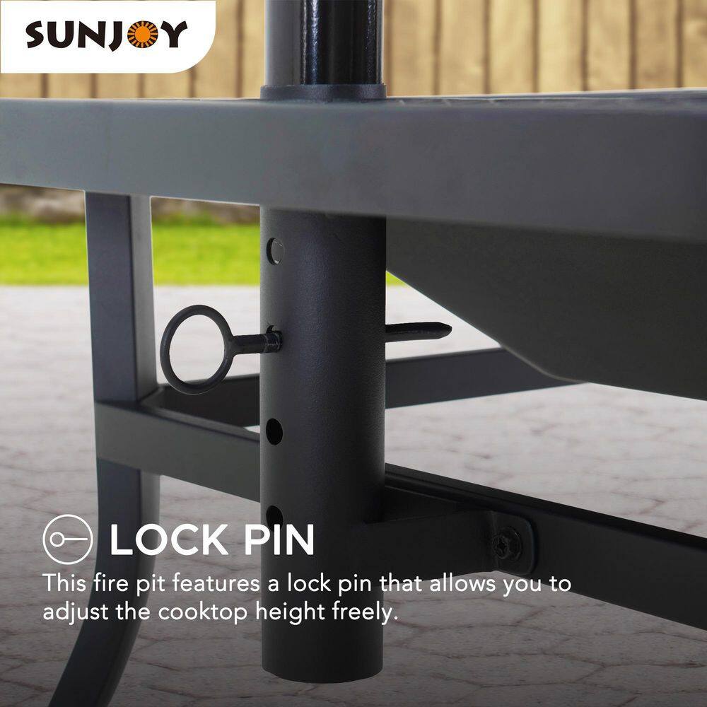 Sunjoy Darius 38 in. Square Firepit with Adjustable Cooktop Grill