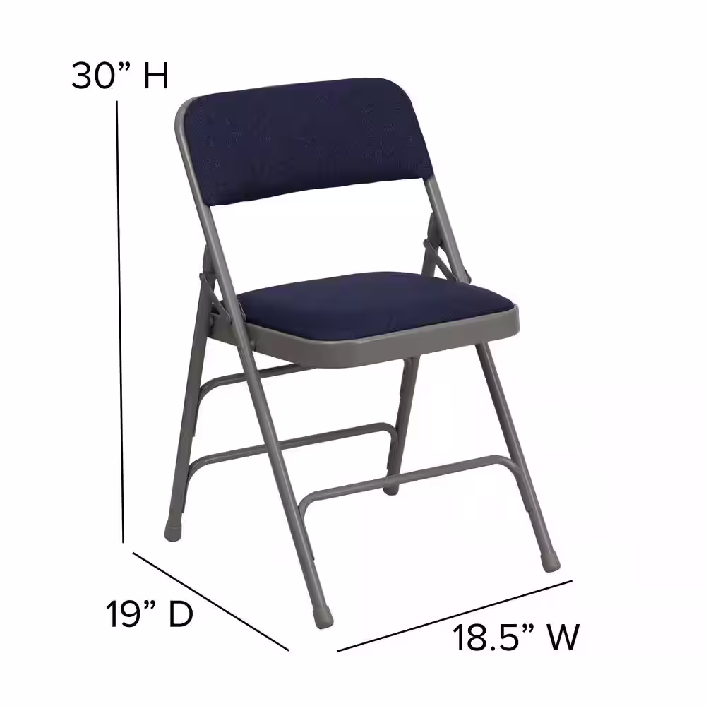 Flash Furniture Navy Fabric/Gray Frame Metal Folding Chair (4-Pack)