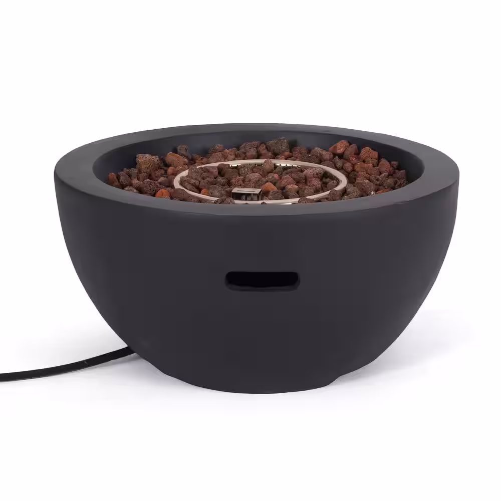 Noble House Tulip Dark Gray Stone Fire Pit Bowl (No Tank Holder)