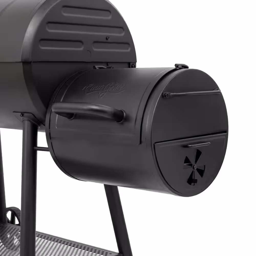 Char-Griller Smokin' Champ Charcoal Grill Offset Smoker in Black