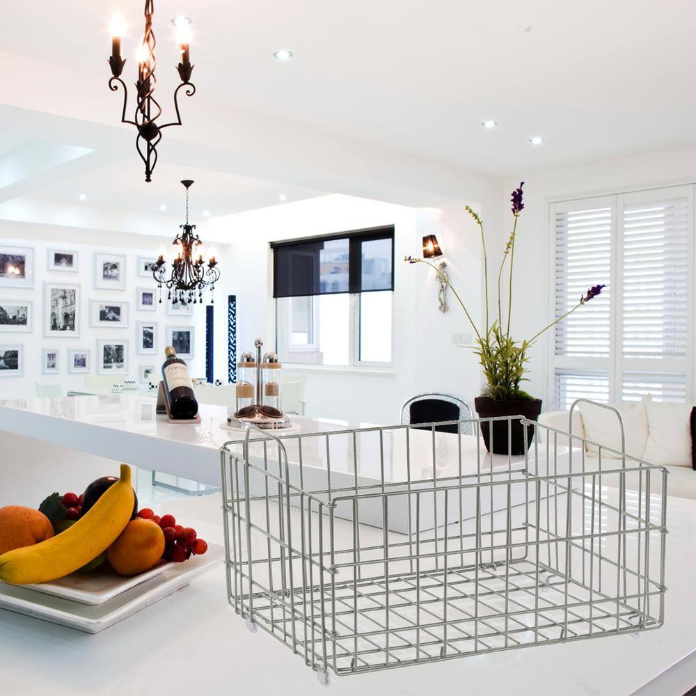 Amucolo 8.87 in. H x 16.42 in. W Gray Wire Basket