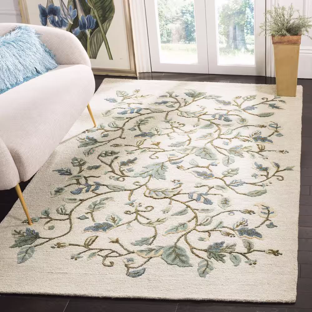 SAFAVIEH Martha Stewart Colonial Blue 10 ft. x 14 ft. Floral Area Rug