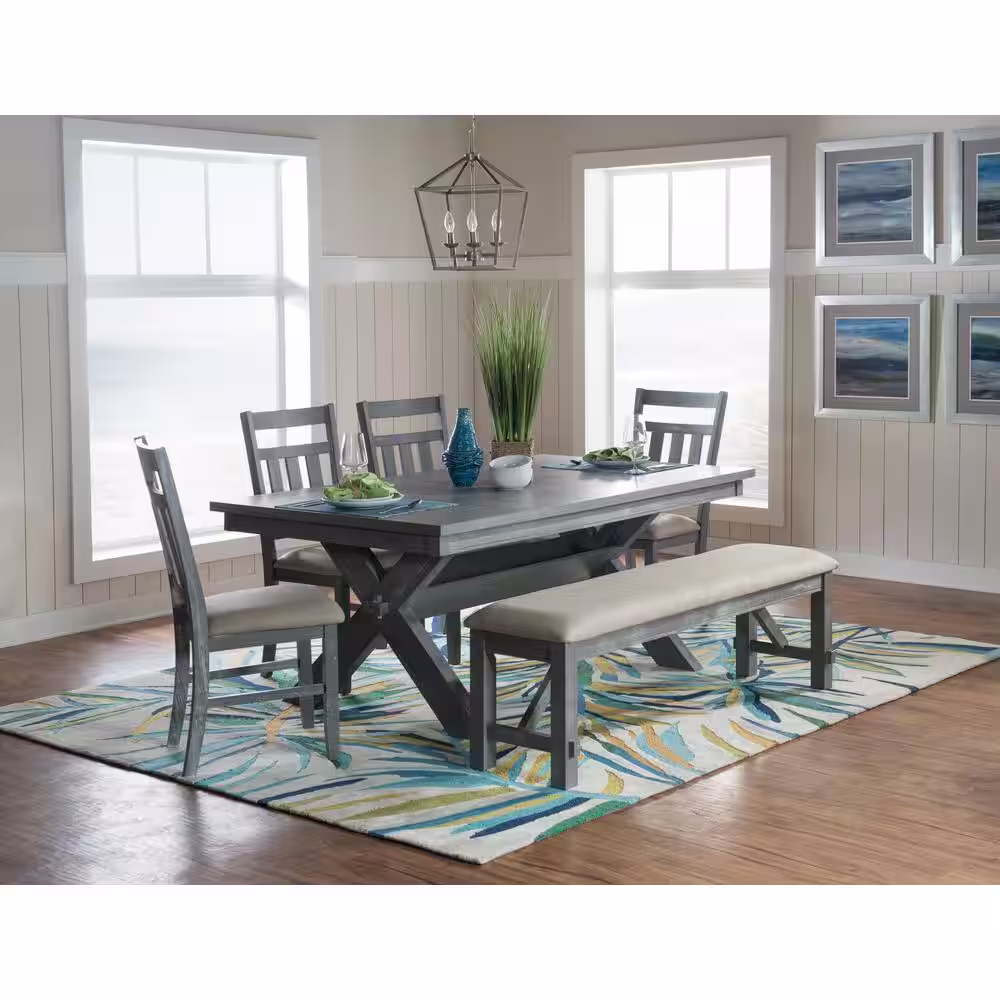 Powell Company Krause Weathered Grey Oak Veneer 6-Piece Dining Set