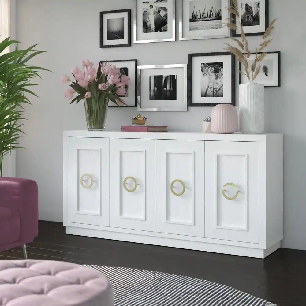 Twin Star Home 64.25 in. White Buffet Sideboard