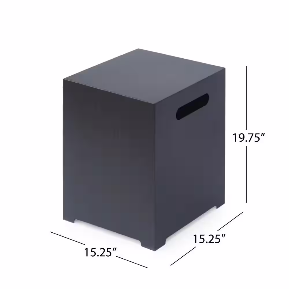 Noble House Wellington 15.25 in. x 19.75 in. Round Concrete Propane Fire Pit in Dark Grey with Tank Holder