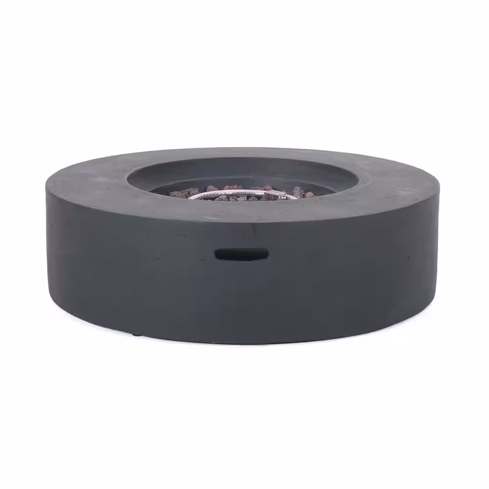Noble House Mayfair Dark Gray Circular Stone Fire Pit (No Tank Holder)